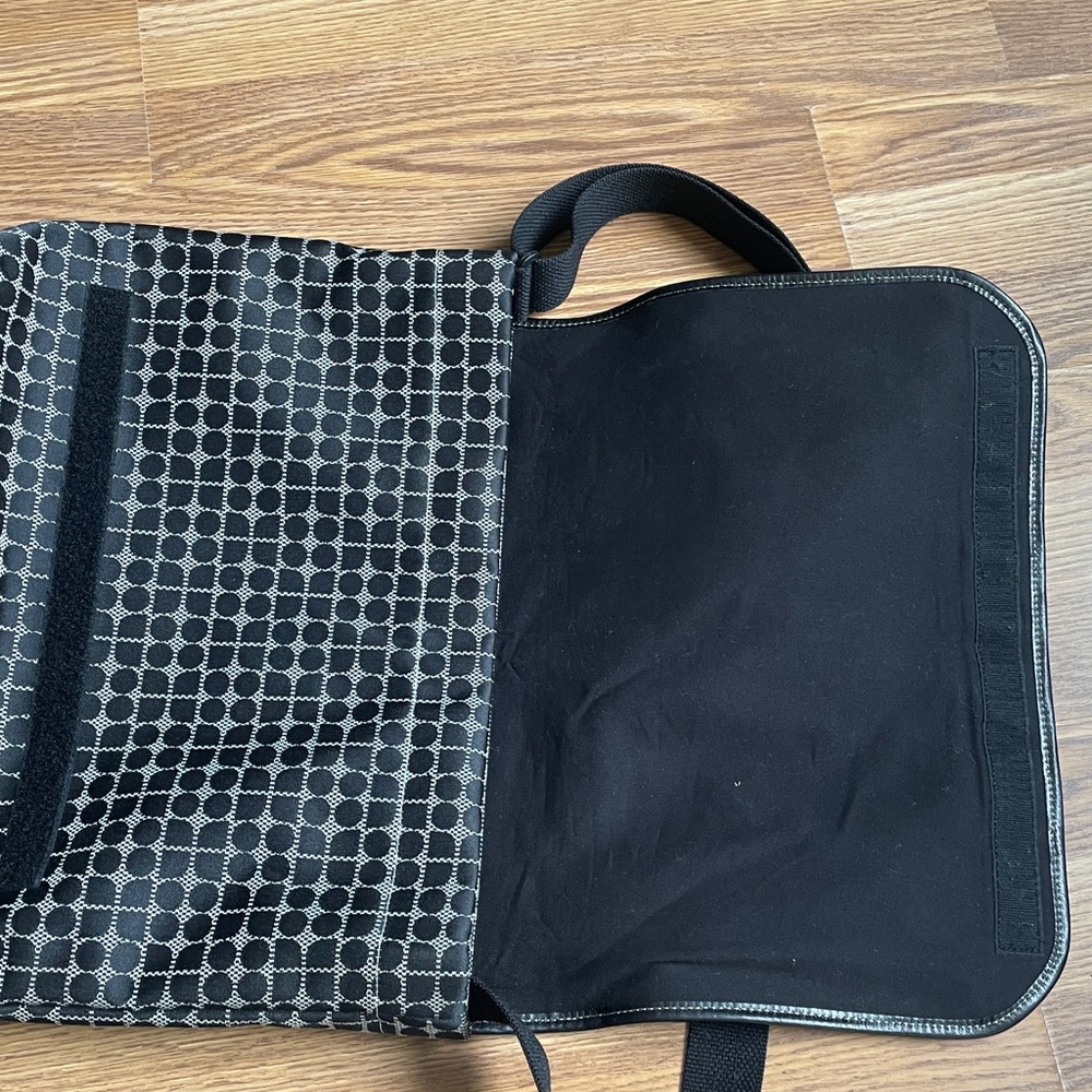 KATE SPADE Noel Jacquard Black/White Canvas Flap Messenger Crossbody Tote Bag - Picture 7 of 15